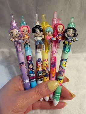 K-POP Demon Hunters Gel Pen 0.5mm Black Ink Set of 6 Brand New